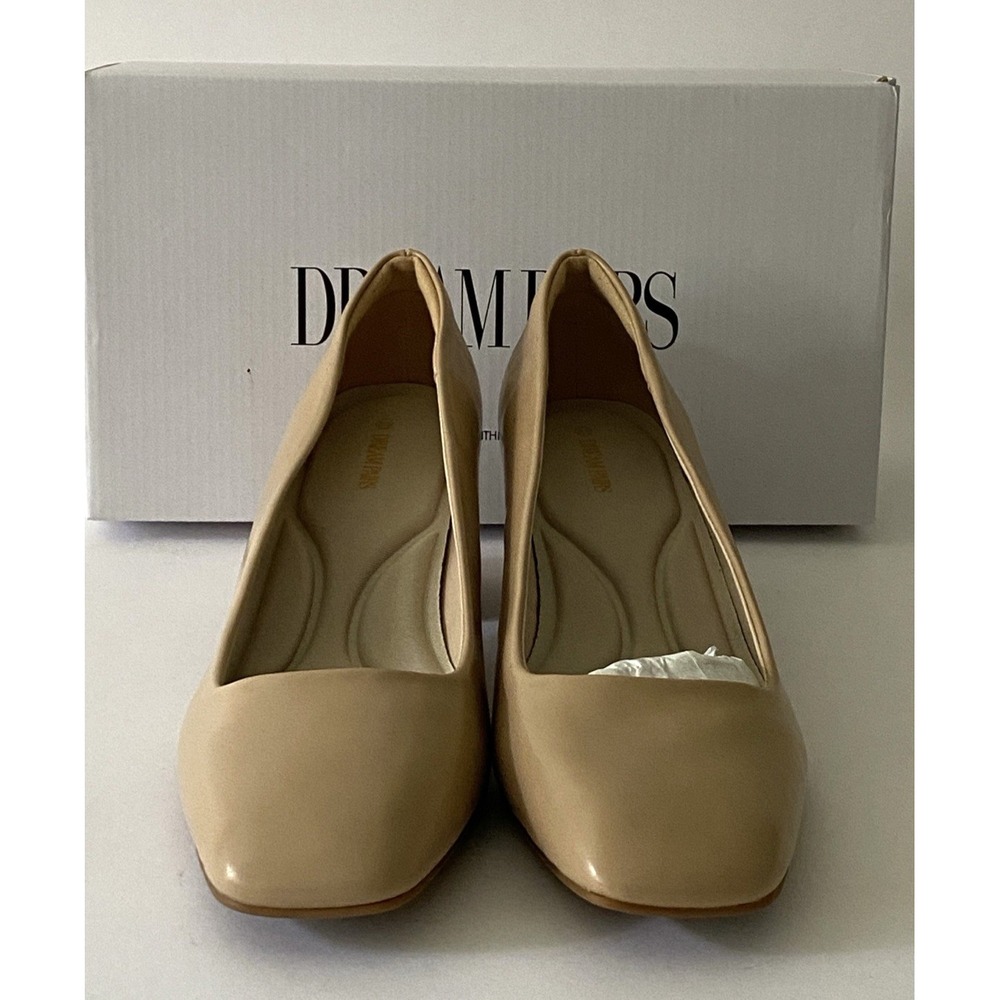 Dream Pairs Women's Pumps Low Chunky Heel Close Toe Dress Shoes Nude Size 8.5